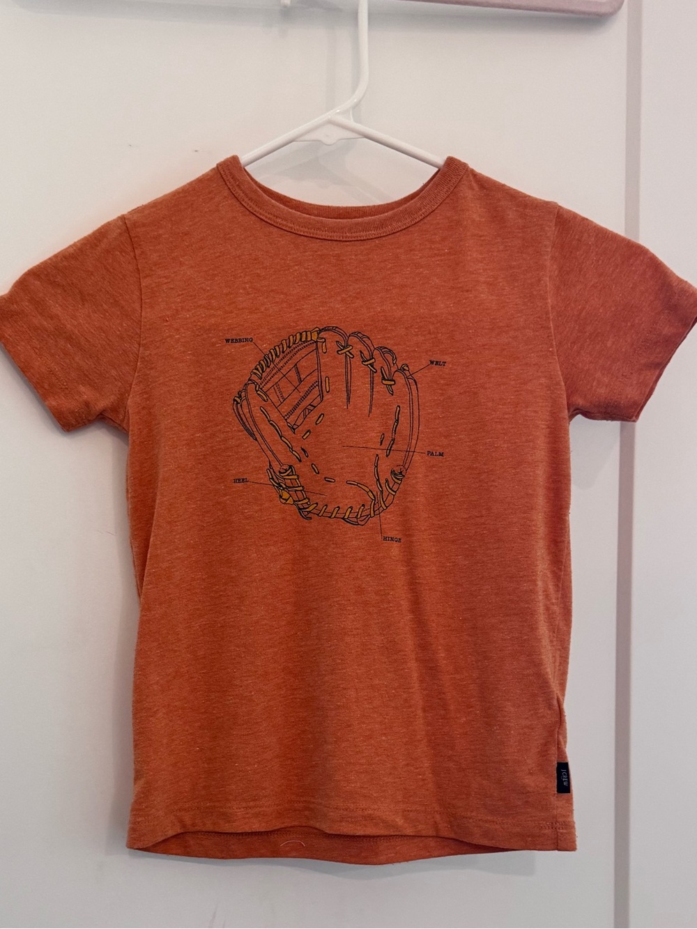 J. Crew Orange Short Sleeve Tee with Baseball Glove Graphic